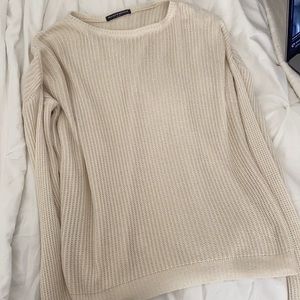 White waffle print sweater